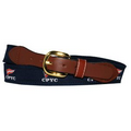 Genuine Leather Belt w/Woven Fabric